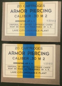 LAKE CITY ORD CAL. .30 M2 ARMOR PIERCING WWII NEW REPLICA 20 ROUND AMMO BOXES - Picture 1 of 9