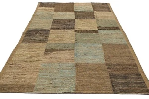 7x10 Ft Brown Moroccan Oriental Area Rug Hand Knotted Wool Living Room Rug - Picture 1 of 10
