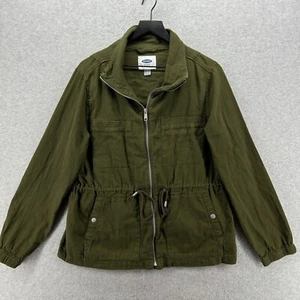 Old Navy Jacket Womens Size Large Green Cotton Full Zip Military Pockets Unlined - Picture 1 of 10