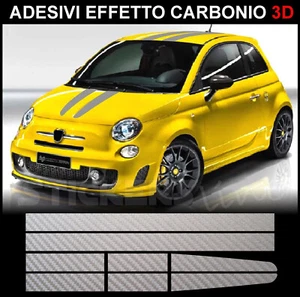 Adesivi CARBONIO fasce adesive fiat 500 TRIBUTO FERRARI strisce adesive ABARTH - Picture 1 of 1