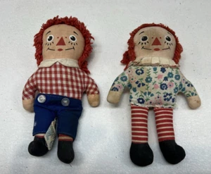 Vintage Knickerbocker 7 " inch  Raggedy Ann And Andy Small Dolls Collectible - Picture 1 of 5