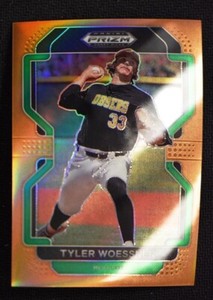 2022 Prizm Draft Picks Baseball Base Neon Orange #PDP192 Tyler Woessner /50