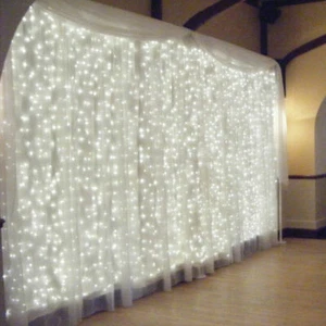 300 LED Curtain Fairy Lights Indoor/Outdoor Wedding Party Christmas Garden Décor - Picture 1 of 15