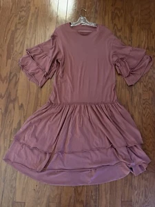 Abito donna Zara Trafaluc taglia M malva svasato manica arricciata oversize Lagenlook - Foto 1 di 8