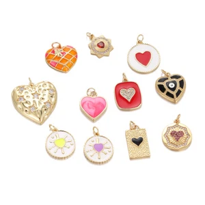 11Pcs Mixed Love Heart Charms Pendant DIY Jewelry Making For Necklace Bracelet - Picture 1 of 12