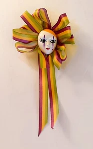 Original Vintage Mardi Gras Corsage Pin 1980’s New Orleans Carnival Jewelry - Picture 1 of 5