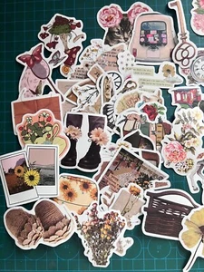 100Pcs Vintage Aesthetic Old Time Retro Stickers Scrapbook Bottle Journal Decals - Picture 1 of 10