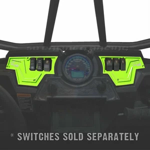 2 Piece 6 Switch CNC Dash Panel Speedometer RZR XP1000 S 900 1000 Lime Squeeze - Picture 1 of 6
