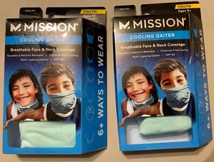 Mission Cooling Neck Gaiter - Youth Ages 5+  One Size - Aqua Sky (2 Pack) - Picture 1 of 1
