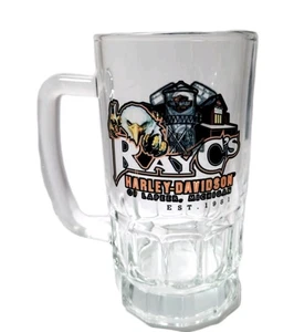RAYC'S Harley Davidson Glass Beer Mug Of Lapeer Michigan Est 1981 - Picture 1 of 6