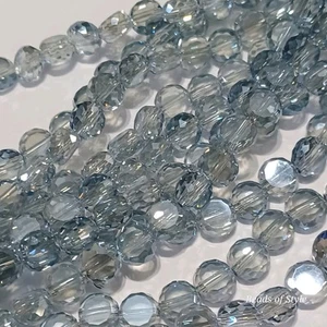 75 facettierte Kristall Glasperlen Konvolut blau Münzperlen 8 mm - Bild 1 von 1