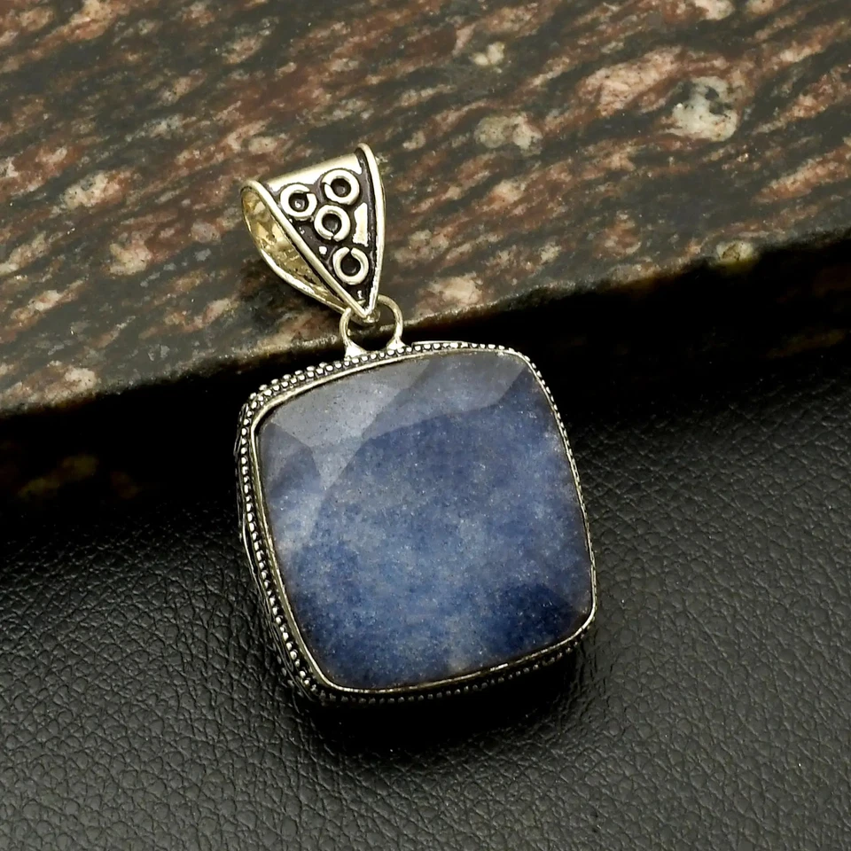 Pingente de pedra preciosa de safira simulada design étnico antigo joia 1,92" AP-42874 - Imagem 1 de 1