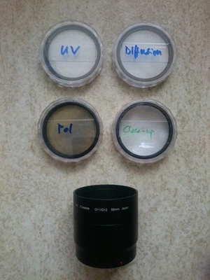 Filter Adapter Tubus for Canon G11/G12 58mm Japan + 4 Filter - Bild 1 von 2