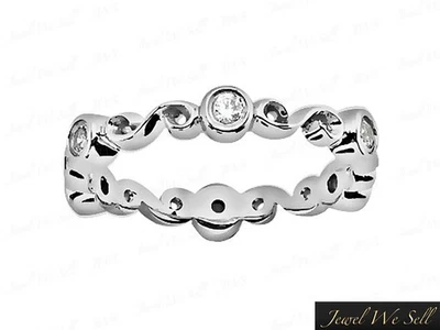 0.2CT Round Diamond Eternity Wedding Band Ring 10k White Gold GH I1 Bezel Ladies - Image 1 of 3
