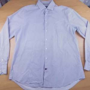 TOMMY HILFIGER Tailored Slim Fit Mens Shirt Blue & White Long Sleeve XL - Picture 1 of 16