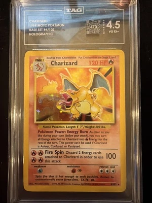 TAG 4.5 - 1999 Charizard 4 004/102 Base Set Holo Pokemon - Image 1 of 2
