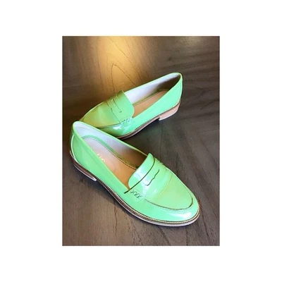 Женские мокасины Boden лаймово-зеленые лакированная кожа плоские размер 38 евро / США 7,5-8 - Изображение 1 из 4