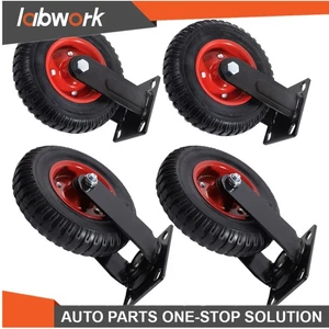 Labwork 4 Pcs 8 Inch Heavy Duty Rubber Caster Wheels (2 Swivel & 2 Fixed) - Picture 1 of 15