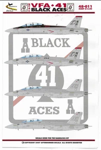Rarität Afterburner F/A-18F Super Hornet, VFA-41 "Black Aces" Decals 1/48 011 - Bild 1 von 5