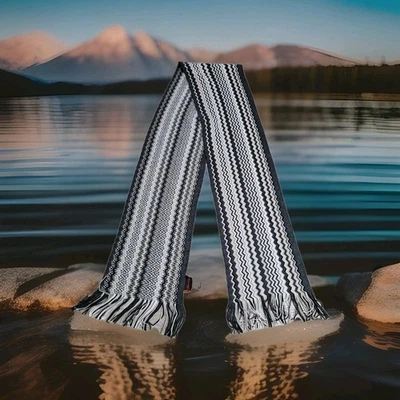 MISSONI Italy Wool Acrylic Chevron Scarf 96"x12" Unisex Fashion Accessory - Image 1 of 4