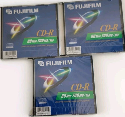 Fujifilm 3 Pack CD-R Recordable Disc Slim Jewel Cases 700MB 80 Min Data Music - Image 1 of 4