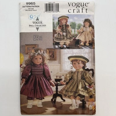 Vogue Craft Pattern 9965 Party Dresses Hats & Bloomers for 18" Dolls Uncut - Image 1 of 4