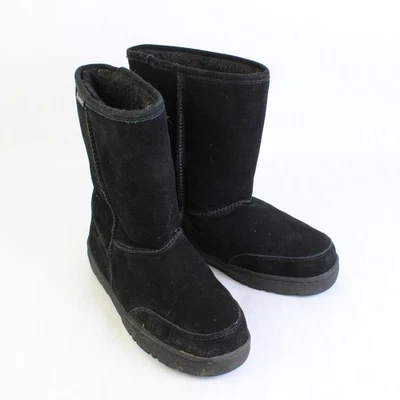 BEARPAW Women's Natural II Black Cow Suede Wool Lining Winter Boots Size 9/10 - Image 1 of 4