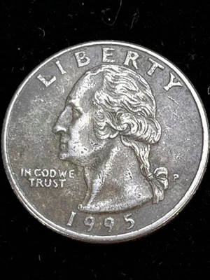 1995 P US Qtr A TRUE  ”IN COD WE TRUST“ -CLAD,,ANNEALING faults MUST SEE !!! - Image 1 of 4