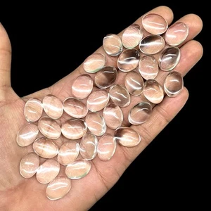40 Pcs Natural White Quartz Gemstones 16-17mm Oval Cabochon for Pendants & Rings - Picture 1 of 9