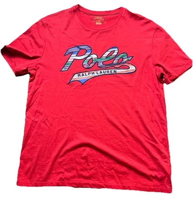 Polo Ralph Lauren Script Colorful T Shirt Mens M Red Classic Fit Short Sleeve - Image 1 of 4