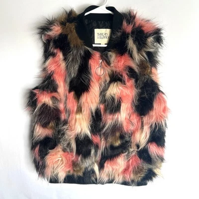 Chaleco Peludo Multicolor Imitación Piel Mujer L Cremallera Completa Maximalista Y2k Hilo y Suministro Foto 1 de 4