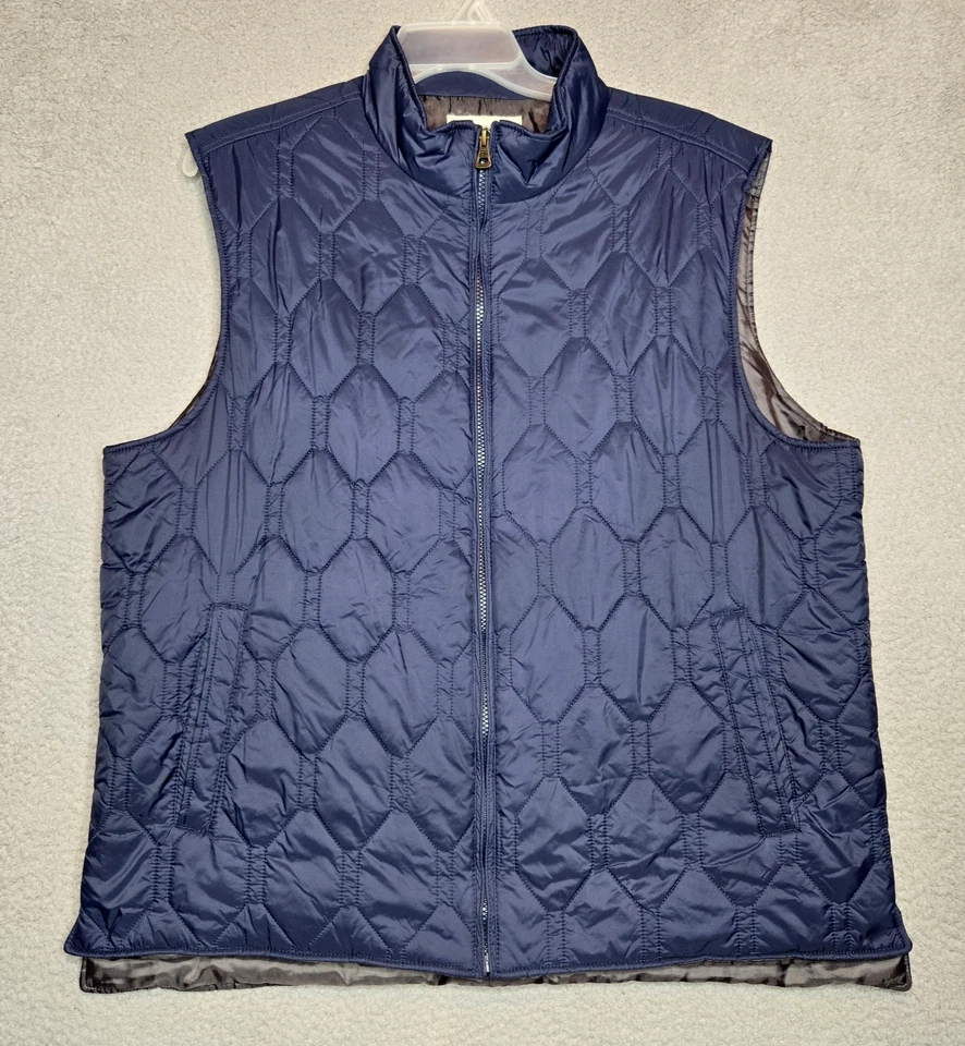 防水复古品牌全拉链绗缝松饼背心 - 男式 2XL - 蓝色 — 第 1/4 张图片