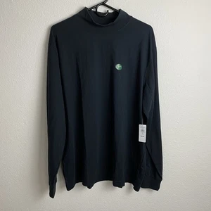 LL Bean Mock Neck Shirt Mens Large Black Long Sleeve 100% Cotton 508112 NWT - Picture 1 of 8