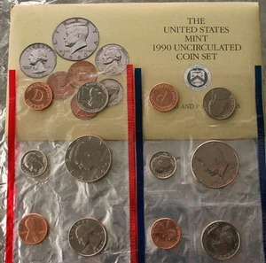 1990 P and D Annual United States Mint Uncirculated 10 Coin Set BU Complete - Picture 1 of 1