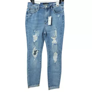 Judy Blue Jeans Skinny Fit Gr. 11/30 Distressed Raw Hem Cuff Stretch High Waist - Bild 1 von 13