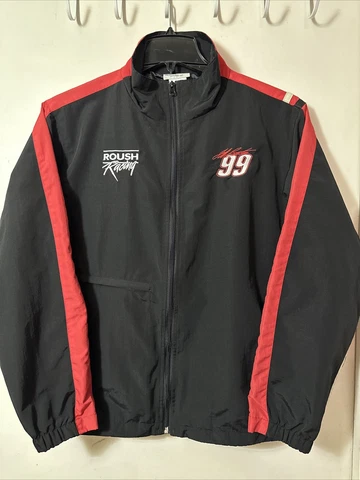 Vintage Jeff Burton Black/Red Zip Up  NASCAR Jacket Size Med Great Condition Cover