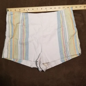 Free People Colorful Striped High Waisted Shorts SIDE ZIP SIZE 6 - Picture 1 of 13