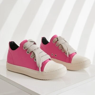 Uniquely designed coarse shoelaces for women, low top flat casual board shoes - Image 1 of 4