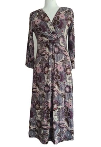 EAST Womens Purple Mix Floral Print Stretchy V-Neck Jersey Dress. Size UK 10. - Picture 1 of 12