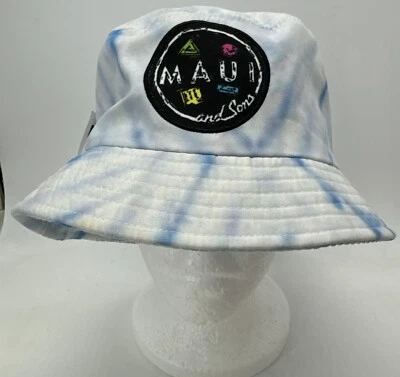 MAUI AND SONS 蓝色和白色 领带 染料桶 帽子 均码 全新带标签 全新 — 第 1/4 张图片