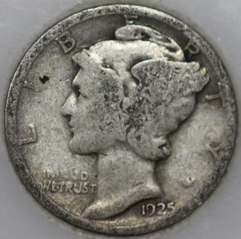 * 1925-P Mercury Dime 90% Silver, Popular Collector Coin As Shown Cover