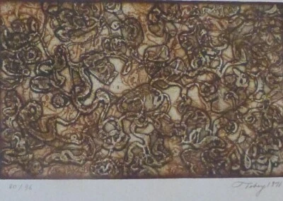 MARK TOBEY Thanksgiving Leaf HAND SIGNED 1971 Etching Abstract expressionism USA Foto 1 de 4