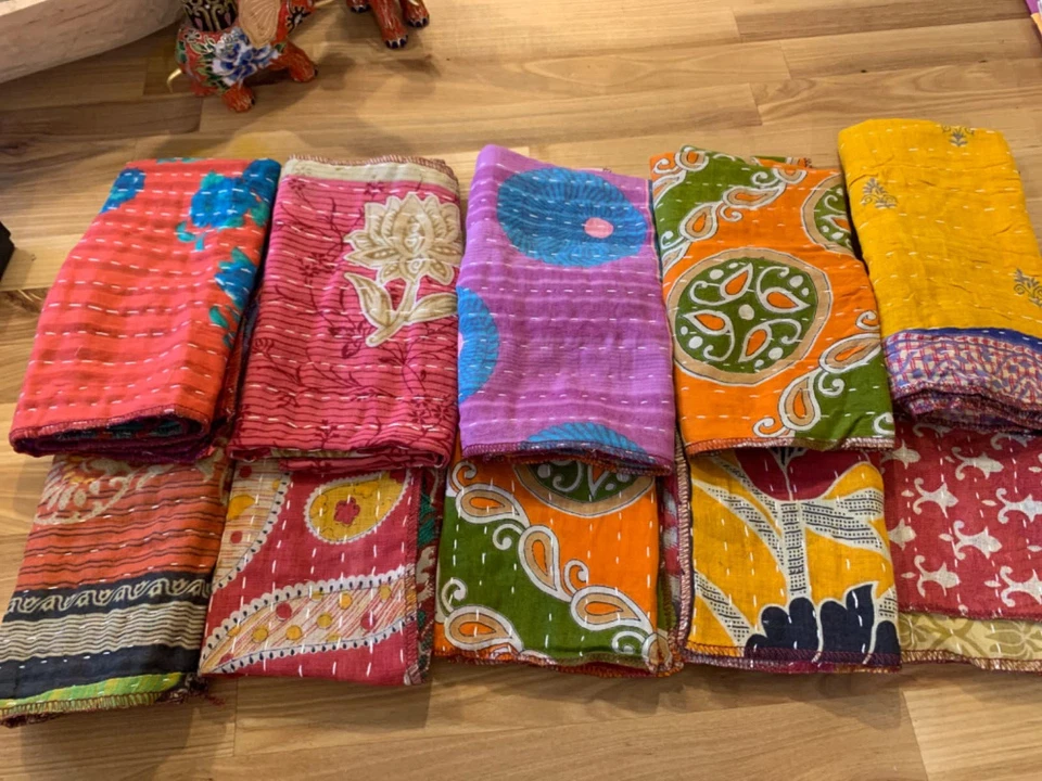 Vintage Kantha Napkin Bohemian Handmade Kitchen Towels Dining Table Decor - Image 1 of 4