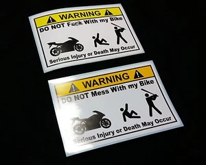 Calcomanía de advertencia de vinilo NO te metas con mi bicicleta divertida GSXR CBR NINJA Harley - Imagen 1 de 3