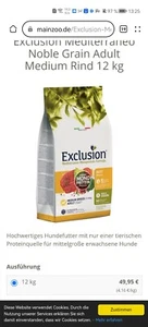 Hunde Trockenfutter Exclusion Mediterraneo Noble Grain Adult Large Rind 12 kg - Bild 1 von 3