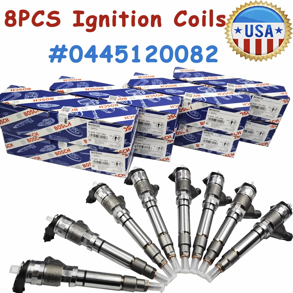 8x NEW Bosch Fuel Injector For GMC LMM Duramax 07-10 6.6L 0445120082 0986435520 - Изображение 1 из 4