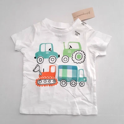 Camiseta blanca manga corta First Impressions niños talla 12M camión tractor Foto 1 de 4