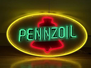Pennzoil Neon Sign Retro Garage Man Cave LED Wall Light Gas Station Oil Brand - Picture 1 of 24