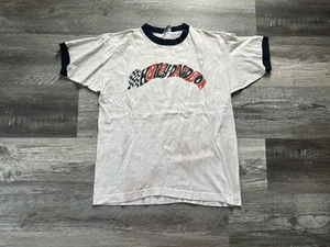 Vintage 70s Champion Harley Davidson Cotton Ringer Tshirt Sz Large Checkered - Picture 1 of 10