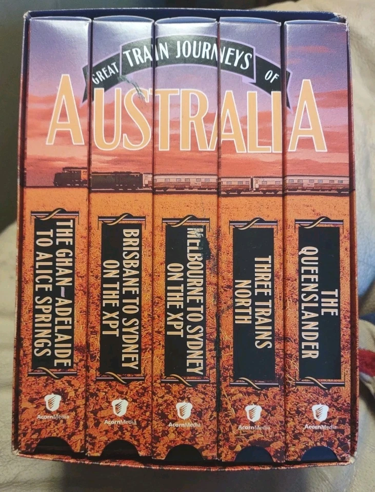 AUSTRALIA: GReaTTrainJourNeYSOf- VHSbox, 5 VHS SlipCase MINT *******FReeSHiPPiNG - Image 1 of 4